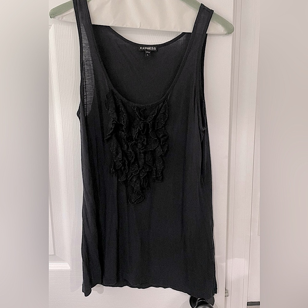 Express black ruffled tank top
